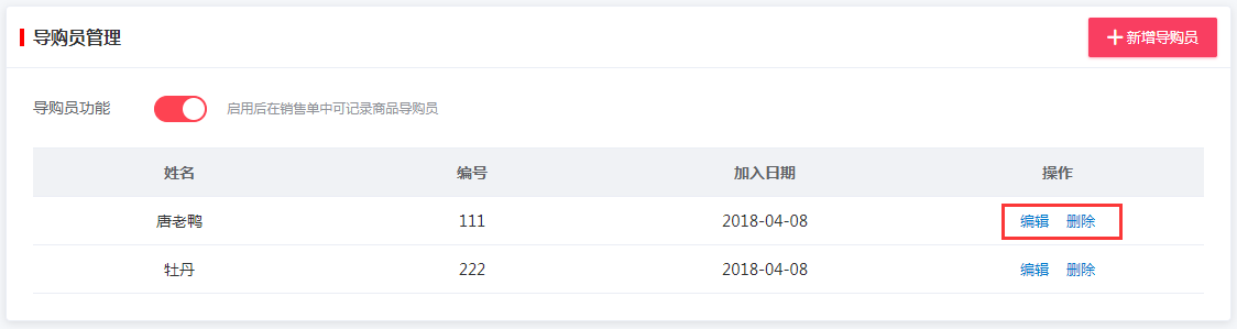 千帆掌柜收银系统编辑导购员